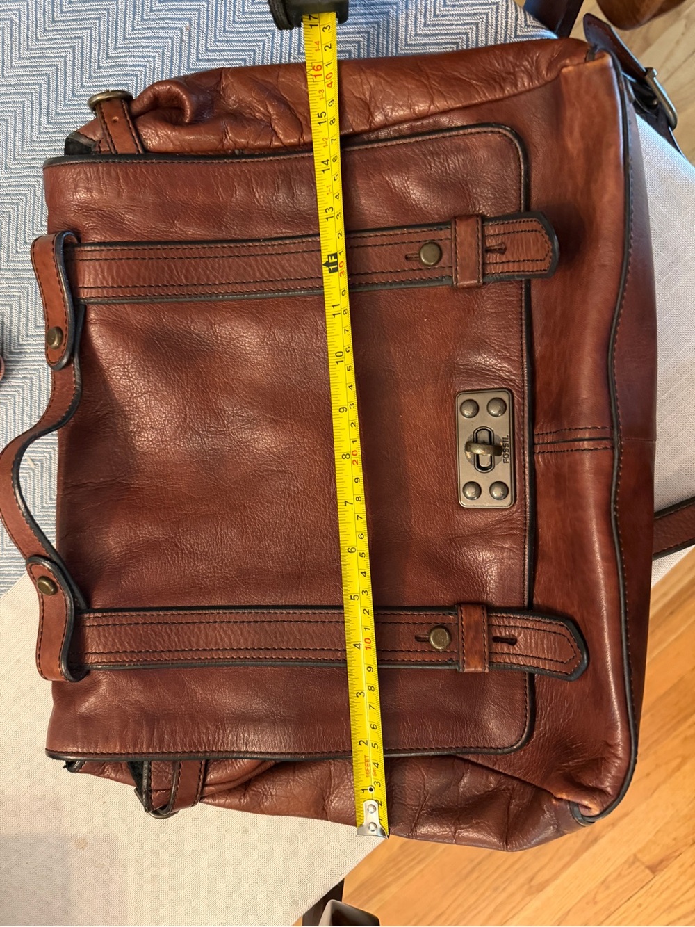 Fossil Brown Leather Crossbody Satchel - Picture 12 of 15